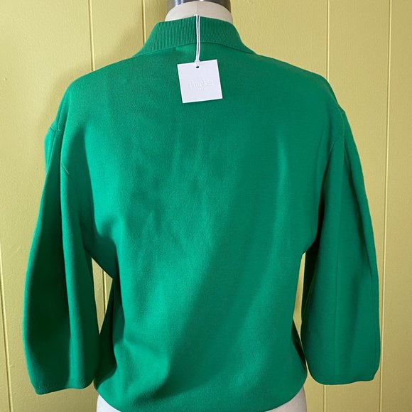 TIBI Kelly Green Collared Sweater NWT Frankie Knit - Picture 4 of 7